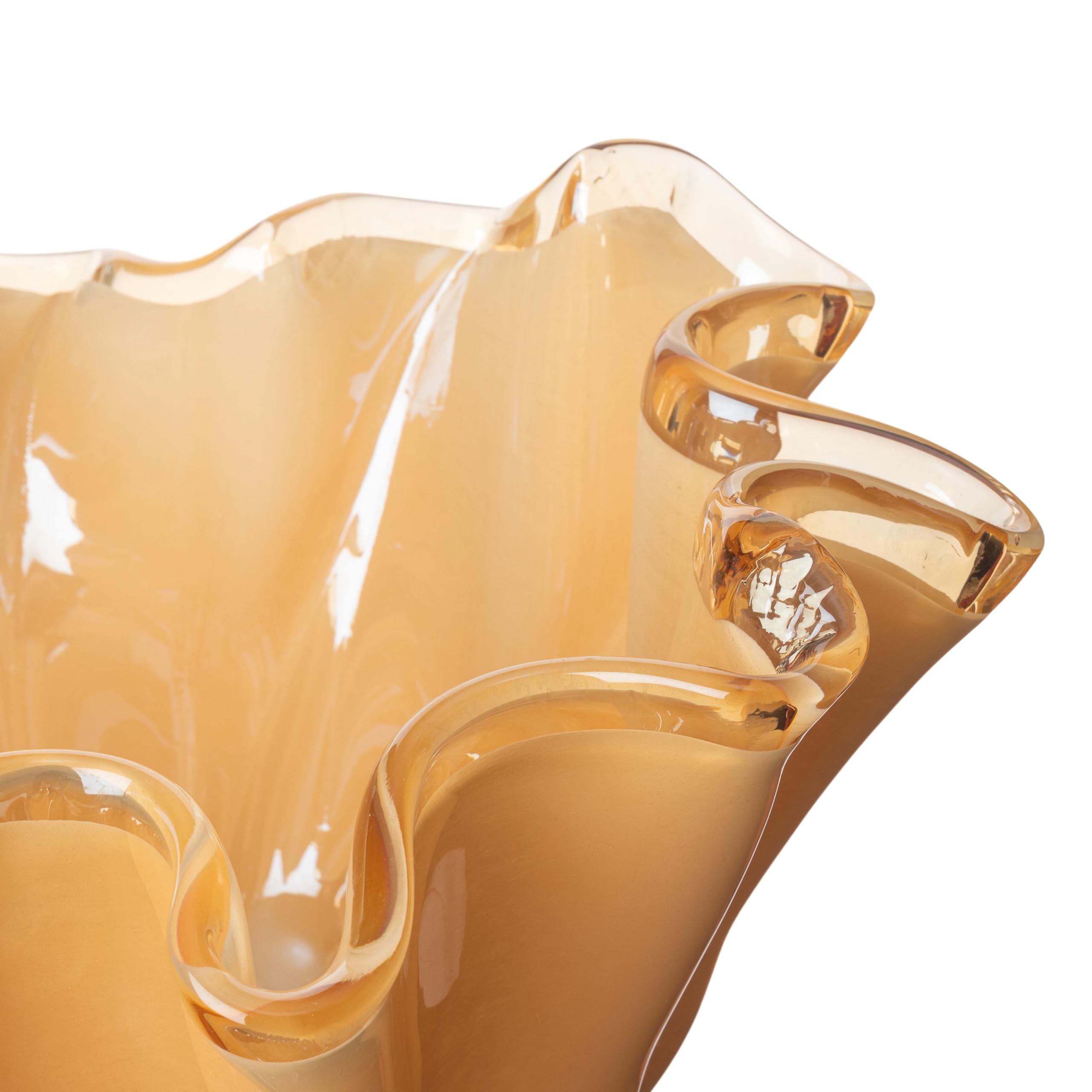 MurArt Centrotavola Fazzoletto in Vetro di Murano Oro Piegato a Mano Libera Artigianale Fatto a Mano Design Elegante Decorazione Tavola Arredo Casa