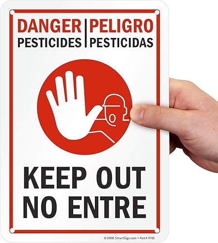 Miniatura 5 de SmartSign Cartel bilingüe "Danger - Pesticides, Keep Out"  Plástico de 10 x 14 pulgadas