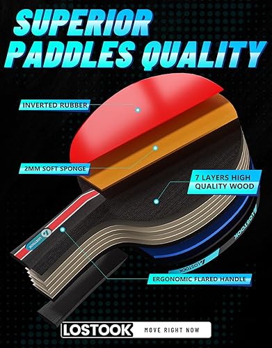 Miniatura 2 de Professional Ping Pong Paddles Set of 24 with Portable Oxford Cloth Ping Pong Case and 3 Star Balls, Table Tennis Paddles for Adults and Family