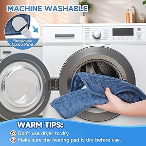 Heating Pad for Back, Heating Pad for Period Cramps with 6 Heat Settings & Timer, Portable Electric Heating Pads for Neck and Shoulders, Christmas Gifts for Women, Men, Blue