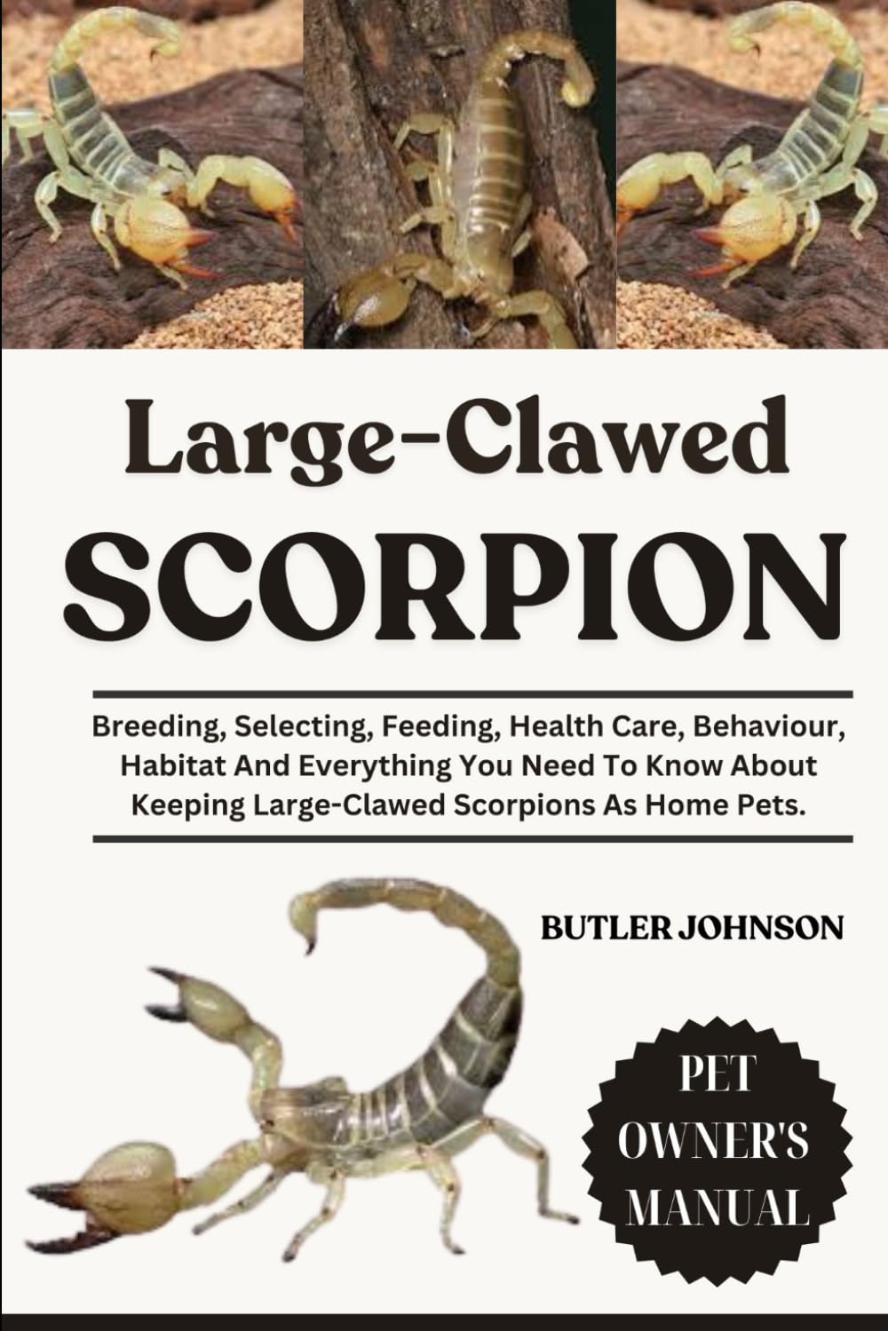 LARGE-CLAWED SCORPION: Breeding, Selecting, Feeding, Health Care, Behaviour, Habitat And Everything You Need To Know About Keeping Large-Clawed Scorpions As Home Pets.