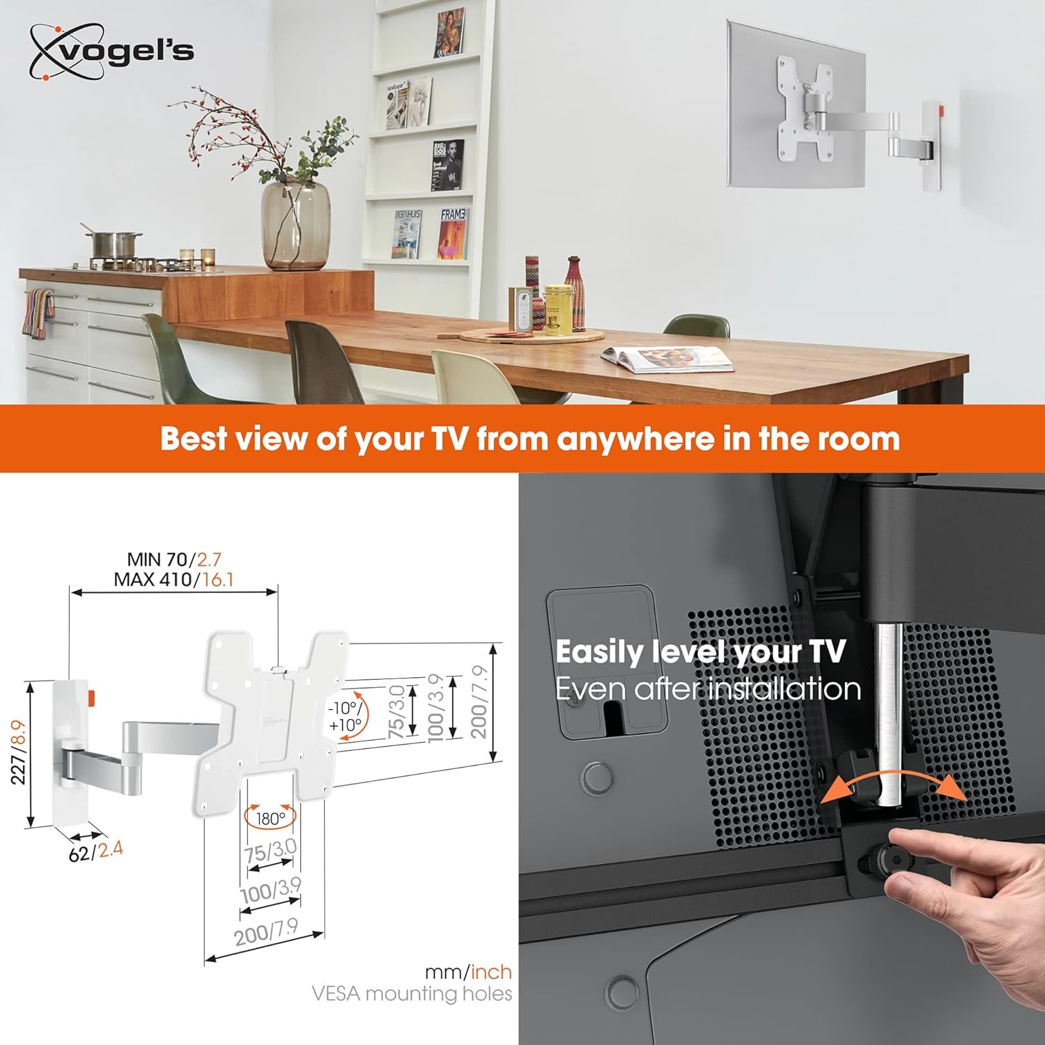 Best Seller Vogel's Wall 3145 Full-Motion TV Wall Mount for 19-43 inch TVs | Max. 33 lbs (15 kg) | Swivels up to 180ยบ | Tiltable | TV Wall Mount| Max. VESA 200x200 | Universal Compatibility Review Vogel's Wall 3145 Full-Motion TV Wall Mount for 19-43 inch TVs | Max. 33 lbs (15 kg) | Swivels up to 180ยบ | Tiltable | TV Wall Mount| Max. VESA 200x200 | Universal Compatibility