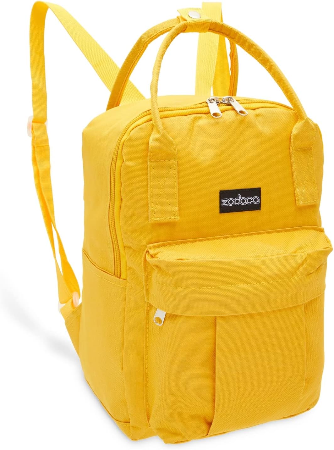 Zodaca Mini Square Backpack for Women, Small Mango Yellow Bag (9 x 12 Inches