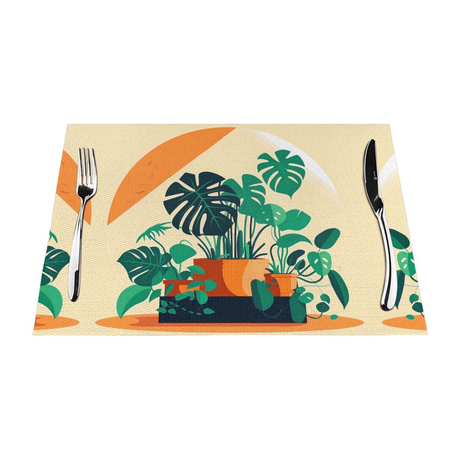 Sets de table tissés en bambou anti-rayures 30x45cm protège-table motif tortue