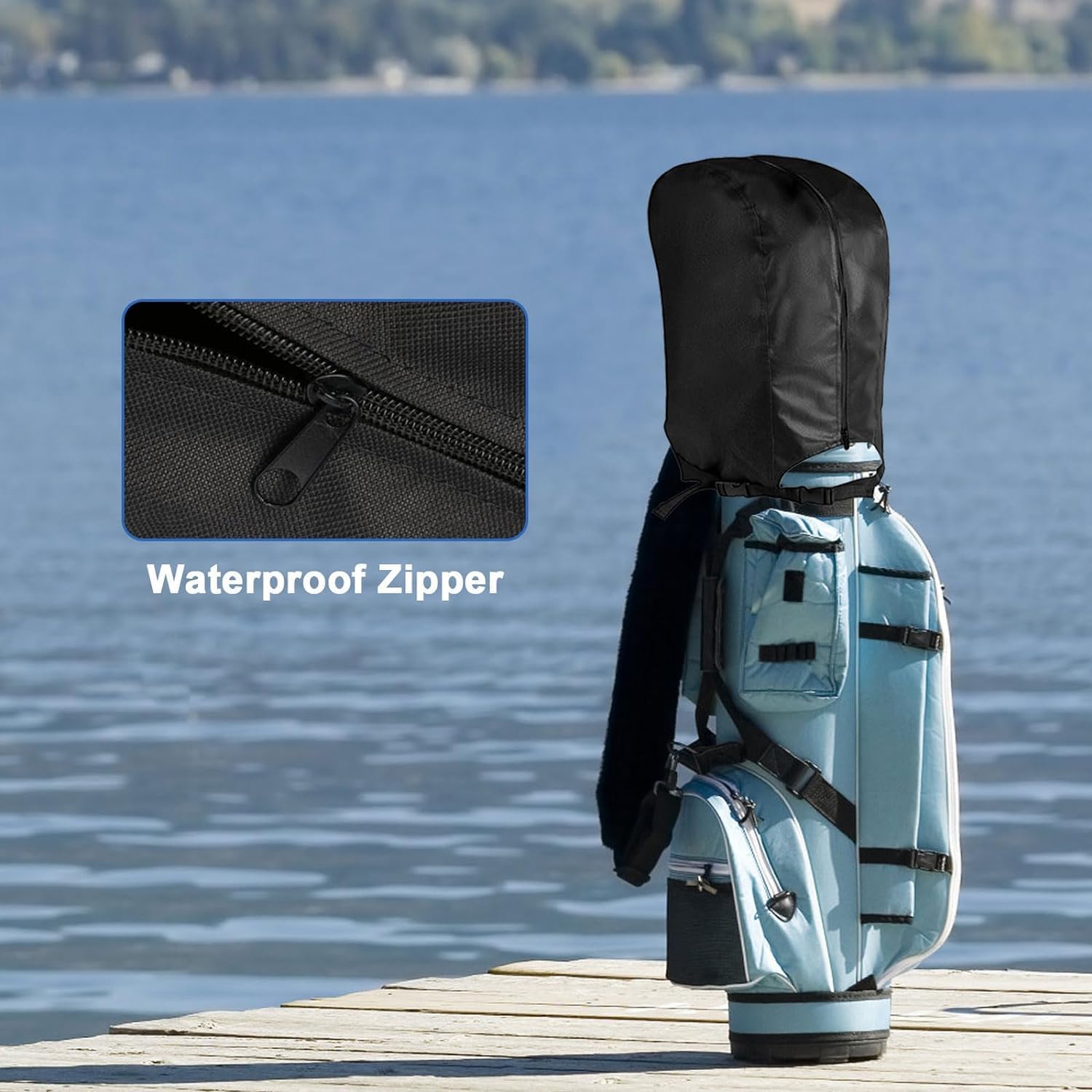 Golf Bag Rain Cover, Portable Rainproof Dustproof Waterproof Raincoat Golf Bag Protector with Zipper Club Bags Raincoat for Golf Bag Devices Golf Push Carts Equipment