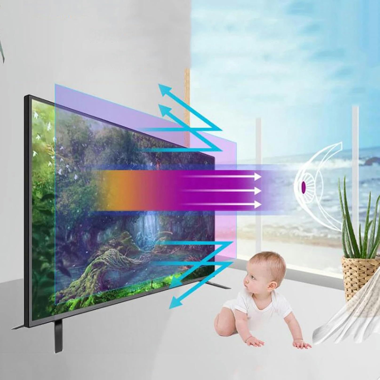 Pellicola Protettiva per Schermo TV Anti Luce Blu da 32 Pollici Pellicola Protettiva Opaca antiriflesso Pellicola Protettiva per Monitor Ultra Trasparente, Tasso antiriflesso Fino al 90%