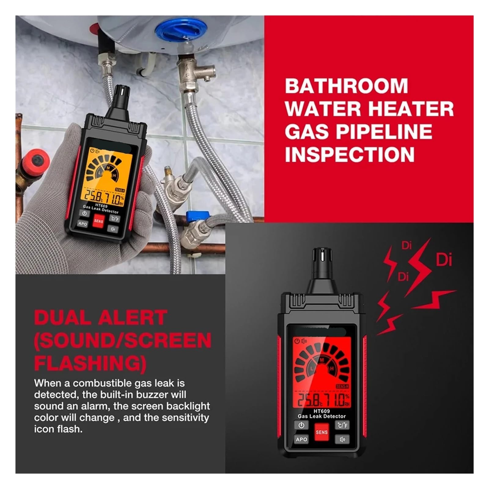 Gasdetektor, Gas Leck Detektor Brennbaren Sensor Tester Professionelle Natürliche Methan Leckage