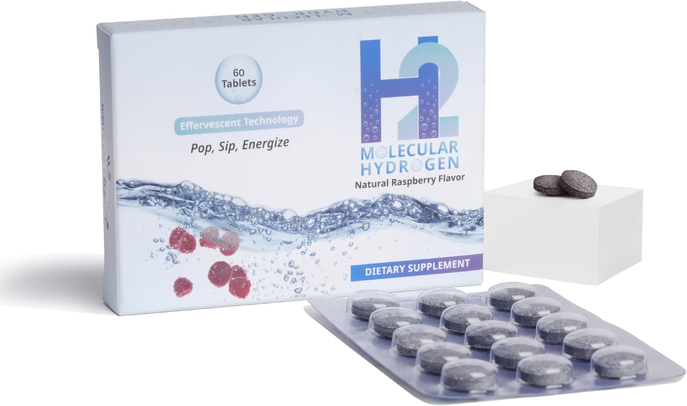 H2 Molecular Hydrogen Water Tablets 12 PPM – Effervescent Hydrogen Tablets for Drinking Water, Supports Healthy Hydration, Energy, and Metabolism – 60 Raspberry