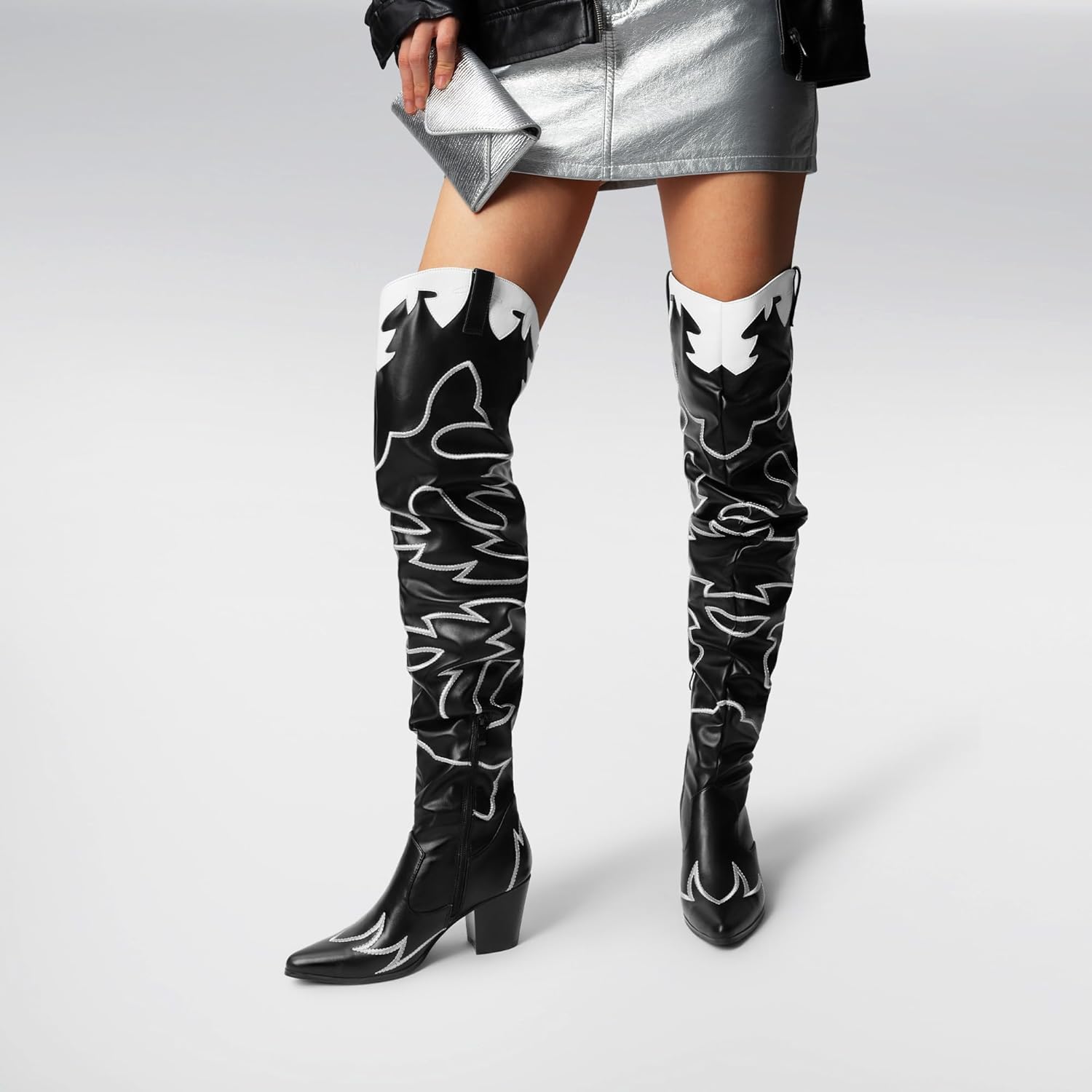 DREAM PAIRS Western Cowboy Boots Over The Knee Western Cowgirl Boots Women Thigh High Boots - Image 2