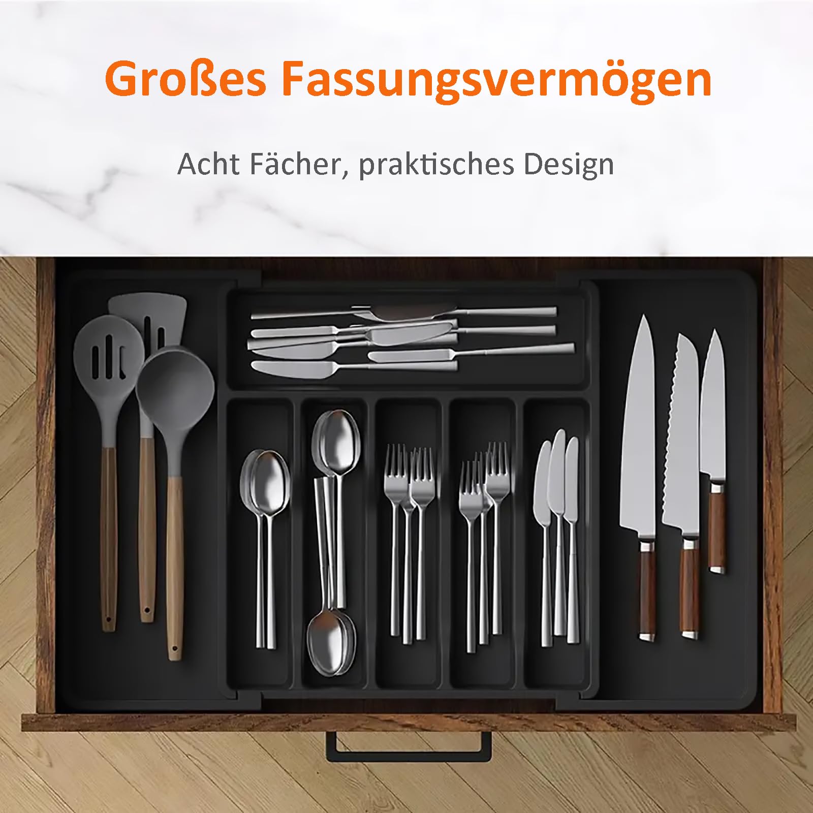 Schubladen-Besteckkasten,Küchen-Organizer,verstellbarer Schubladeneinsatz