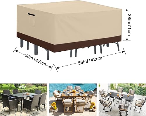 Miniatura 185 de ABCCANOPY Funda universal para mesa auxiliar de patio, para exteriores, pequeña cubierta impermeable y a prueba de polvo, marrón beige, 42 x 24 x 18