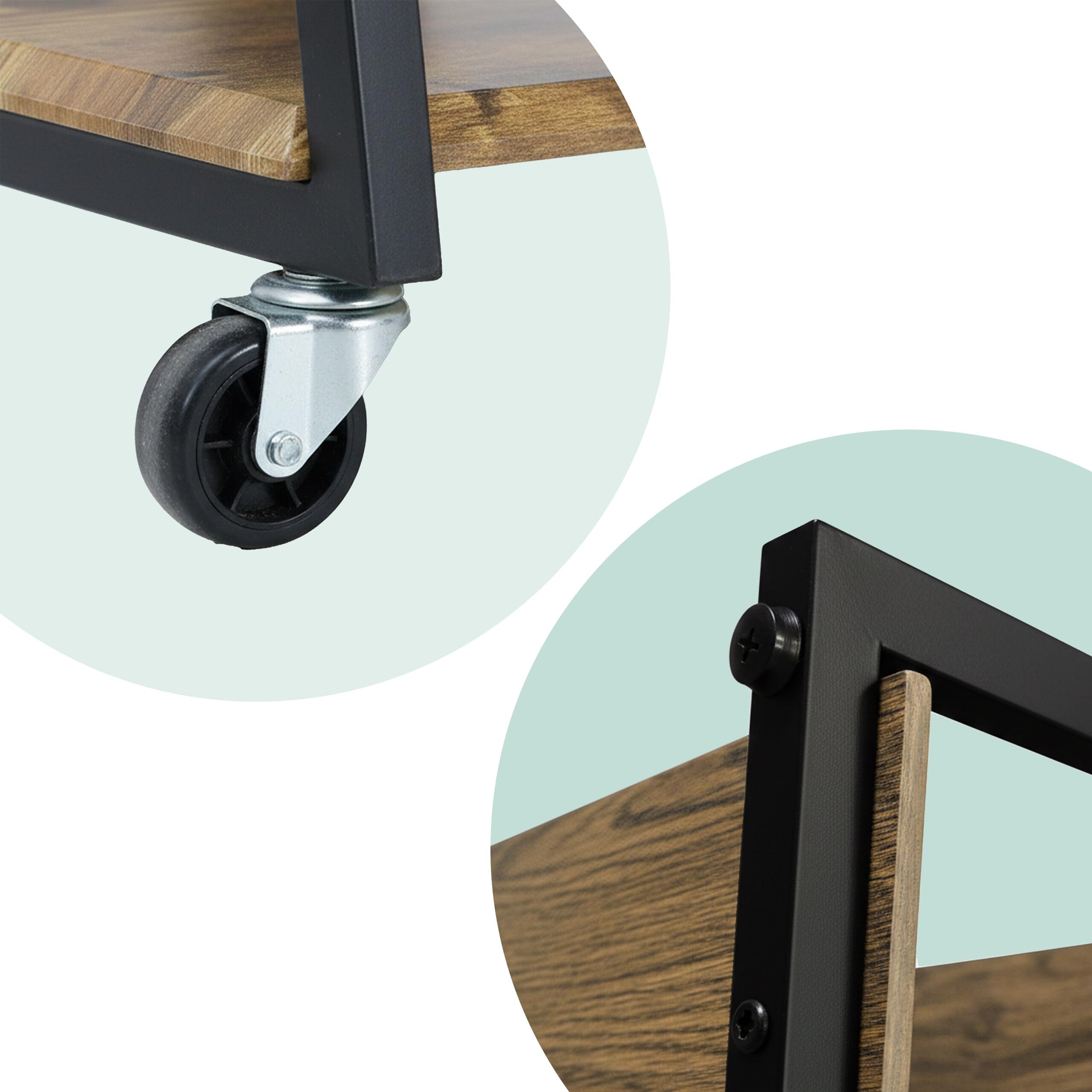 Relaxdays HiFi Rack, 4 Ripiani per Giradischi, in Ferro e MDF, 78x61x52 cm, multimediale Industriale, Marrone/Nero