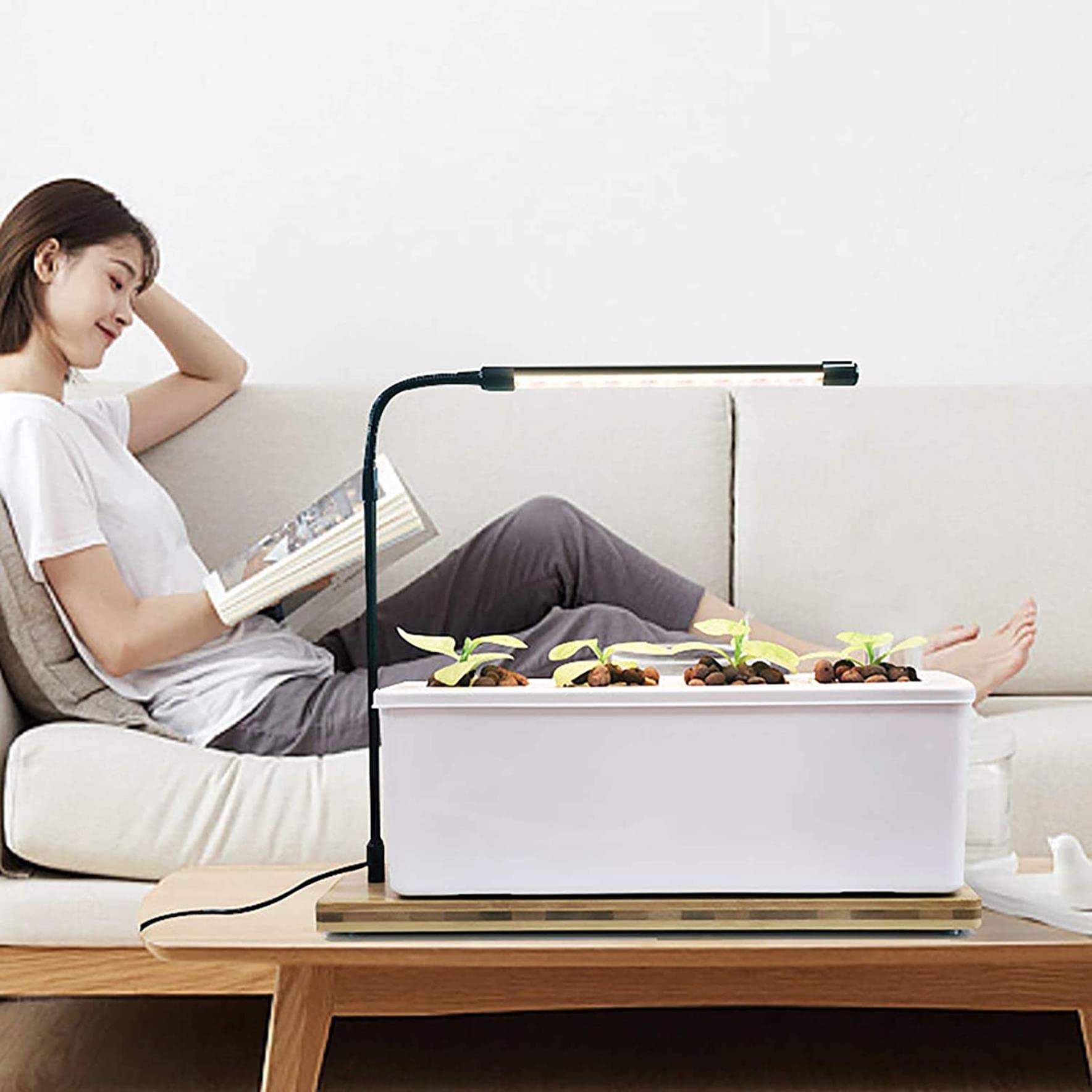Kit De Germination du Jardin Hydroponique, Kit De Jardin d'herbe Intérieure avec LED, Plante De Semis De Culture sans Scolarisation, Idéal pour Diverses Plantes, Décoration Bricolage