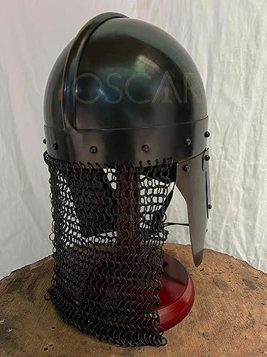 Miniatura 4 de Casco medieval de cuervo vikingo con cadena, para batalla