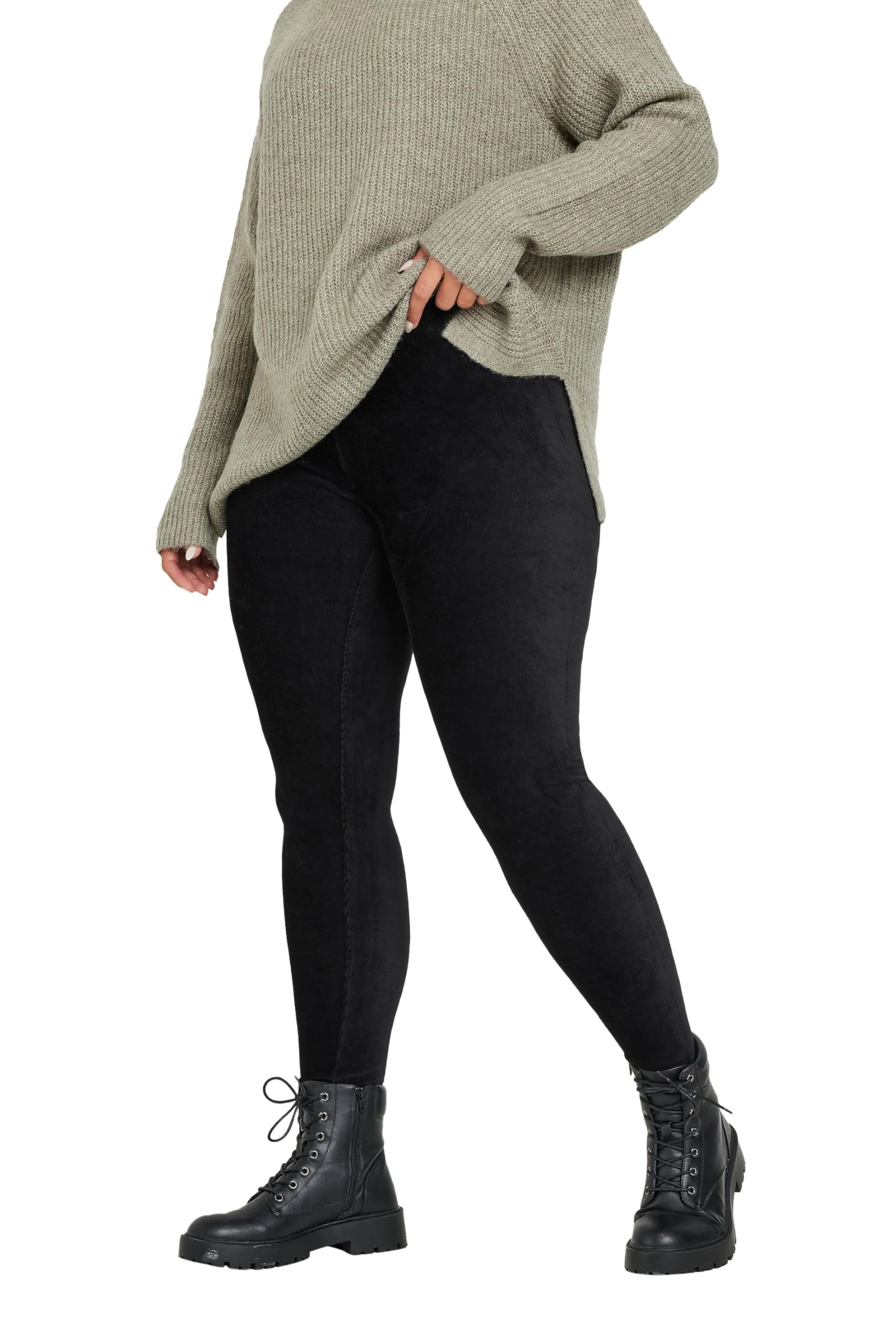 Yours Women's Black Curve Cord Stretch Leggings - Plus Size Curve
