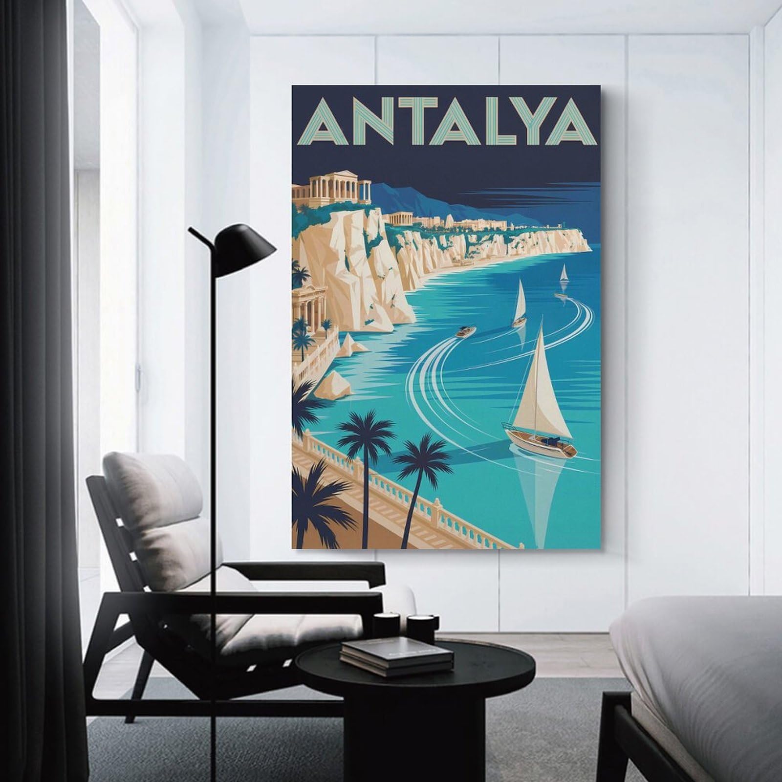 Junmoney Antalya Travel (2) Room Decor Wall Art 24x36inch(60x90cm), for Corridors, Hallways Or Apartment Entries, Decorative Wall Art for Narrow Spaces