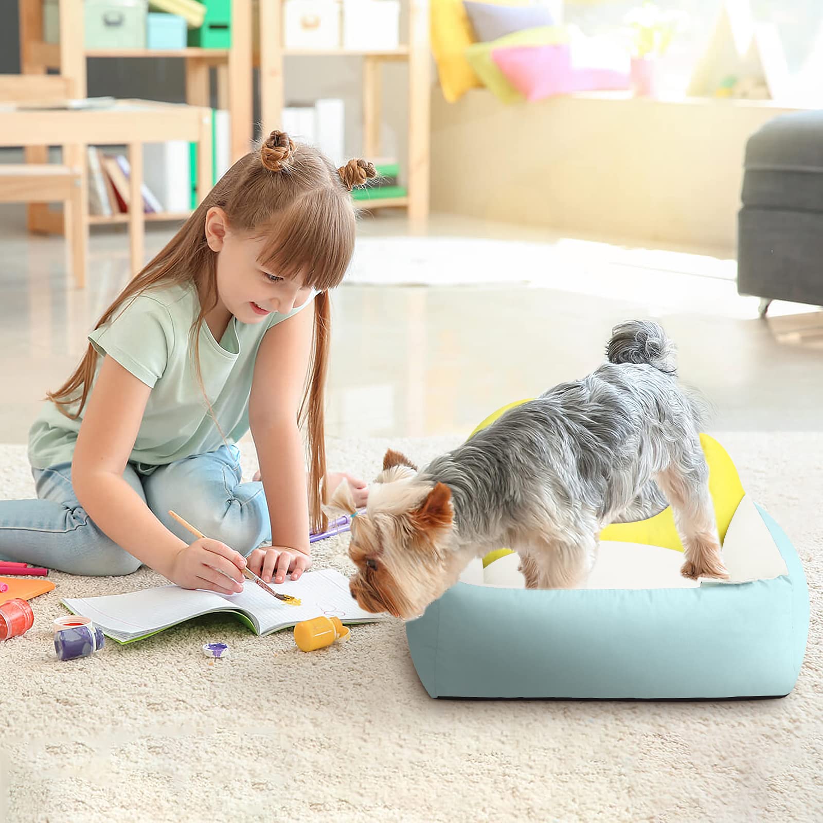 PETCUTE Ortopedyczne legowisko dla psa, zmywalna poduszka dla psa z antypoślizgową podstawą, miękkie i wygodne legowisko dla psa ze zdejmowaną pokrywą, oddychająca sofa dla zwierząt