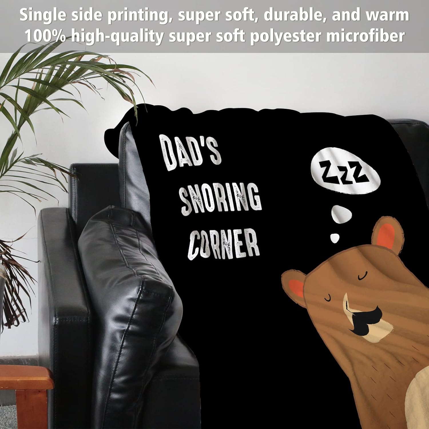 Niyewsor Dad Gifts on Christmas, Dad's Snoring Corner Blanket, Funny Dad Birthday Gift from Daughter Son, Present for Father/Daddy/Stepdad on Fathers Day, 60"x50" - Image 3