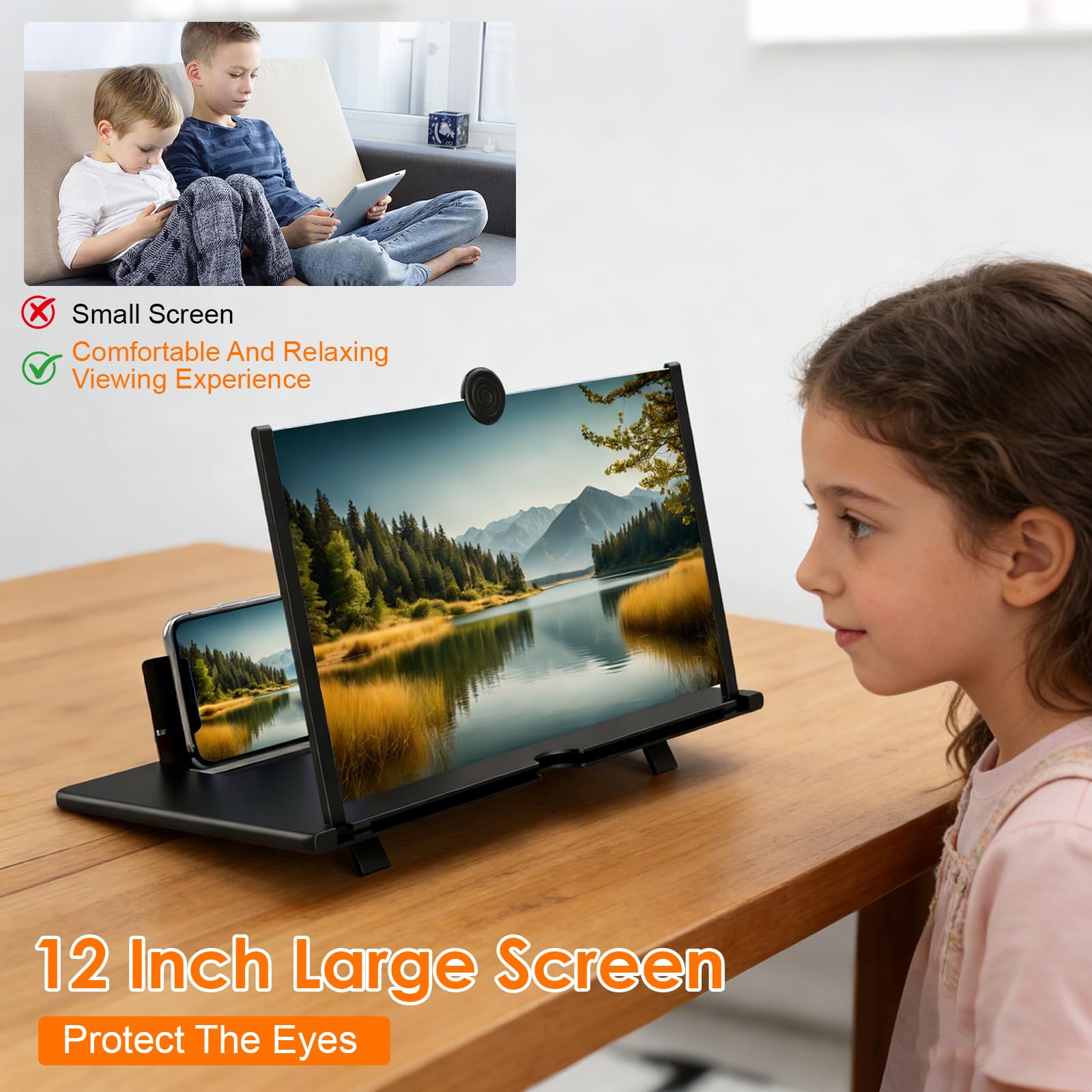 Lente Ingrandimento Smartphone 12 Pollici, Ingranditore Schermo Smartphone Ultra HD, Elettronica Regalo Uomo Originali e Utili, Supporto Pieghevole Portatile per Video e Giochi