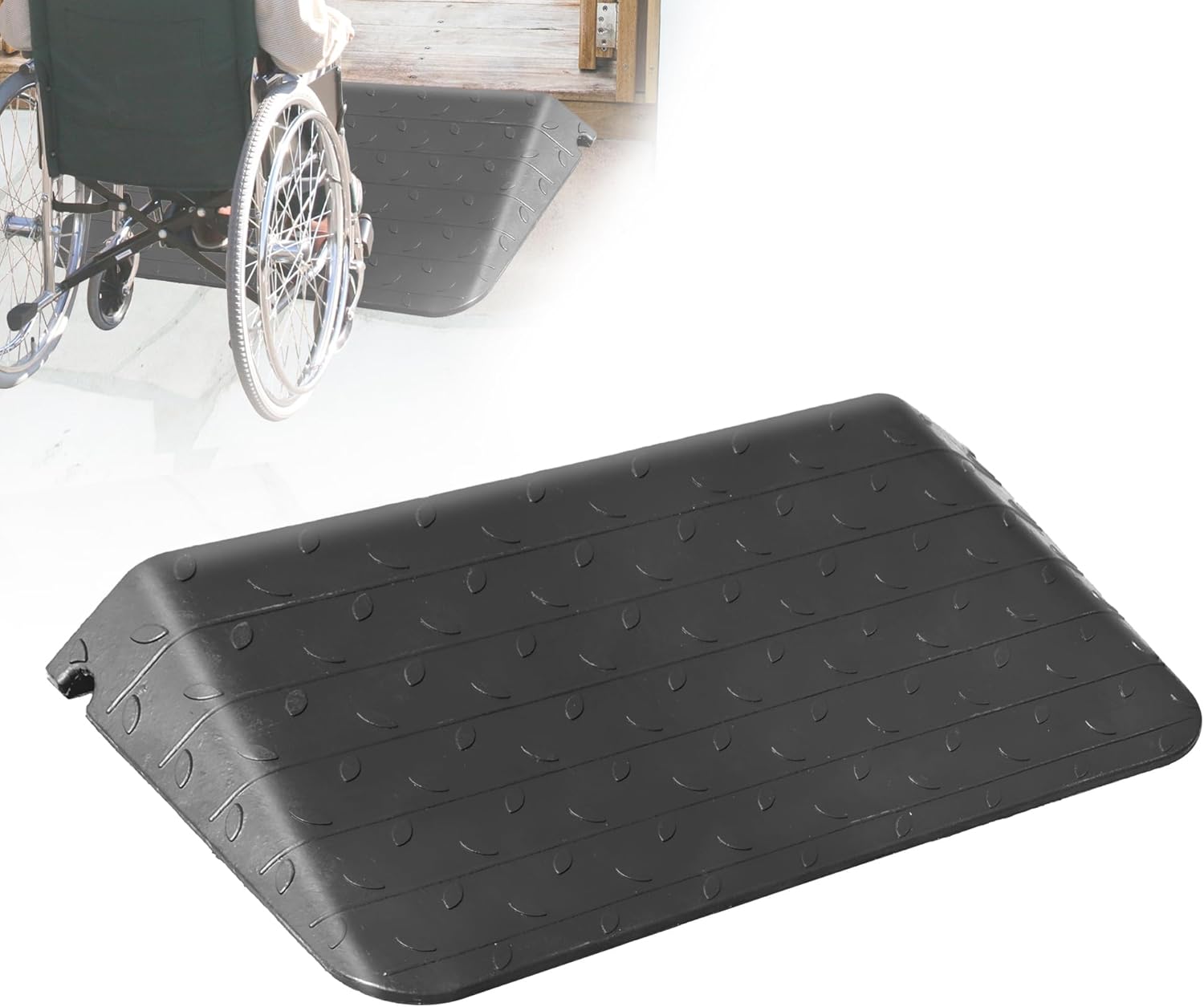 Wheelchair Ramp 3.5" Rise, Rubber Threshold Ramps for Home Doorway, 5500 lbs Load Capacity, Anti-Slip Curb Ramp for Wheelchair, Stroller, Scooter(3.5" Rise,1 Pack)