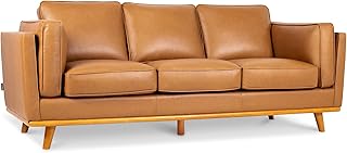 MCombo Napa Leather Couch, 88'' Leather Sofa for Living Room, Office, So...