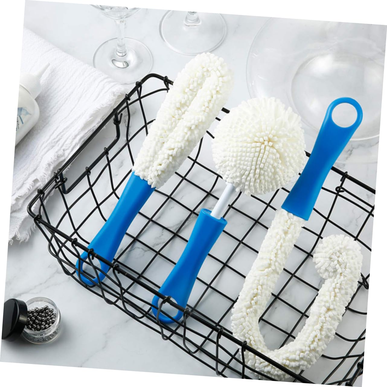 Ipetboom 3 Pcs Set Wine Decanter Cleaning Brushes Glassware Cleaner Bottle Brush