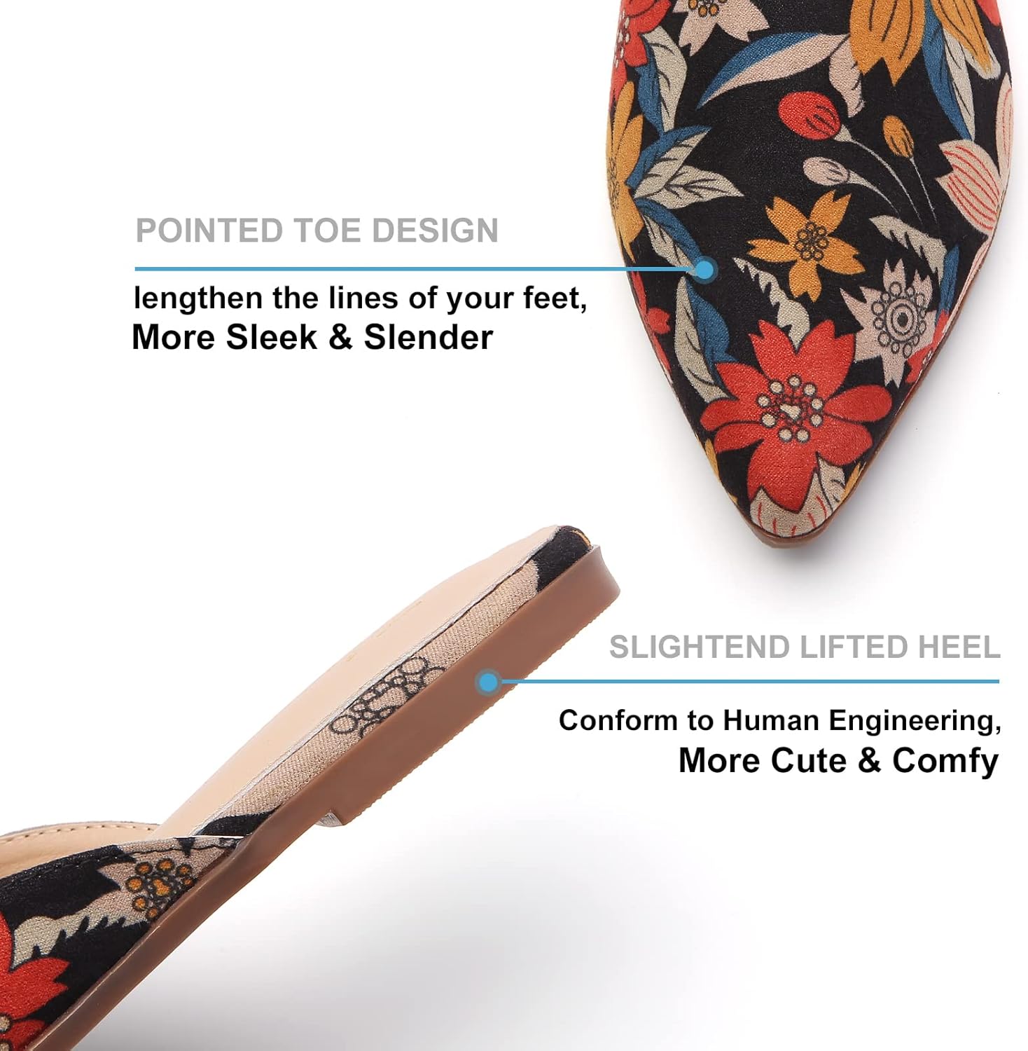 Tilocow Mules for Woman Comfortable Pointed Toe Backless Loafers Flat Mule Business Casual Shoes Slides Slip on - Image 4