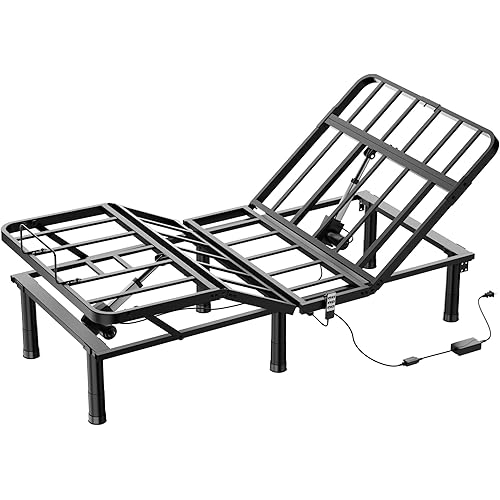 SunsGrove Twin XL Adjustable Bed Frame, Wired Remote Control, Independent Head and Foot Incline, Electric Bed Frame Base, Adjustable Bed Leg with 2 Height Options, Easy Assembly