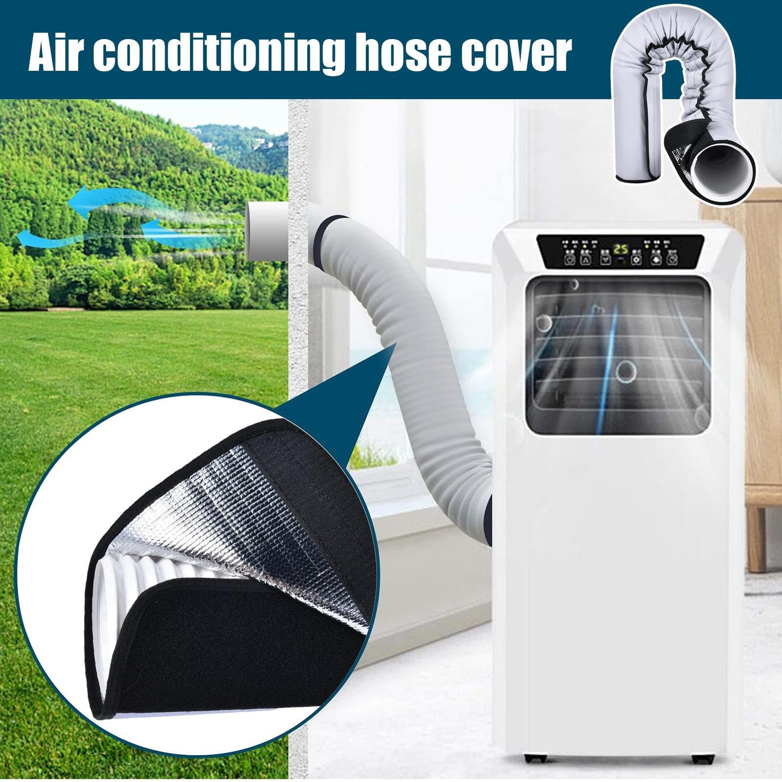 Housse de tuyau de climatiseur réutilisable, sangles de protection, matériau durable résistant aux intempéries, installation facile, noir, pour garage et maison