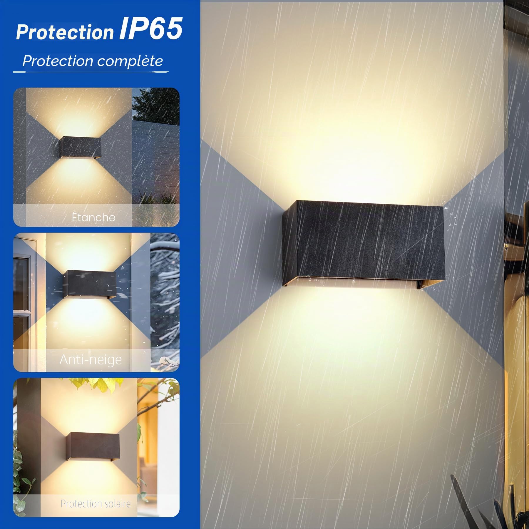 2 Pièces Applique Murale Extérieure Intérieure LED 12W IP65 3000K