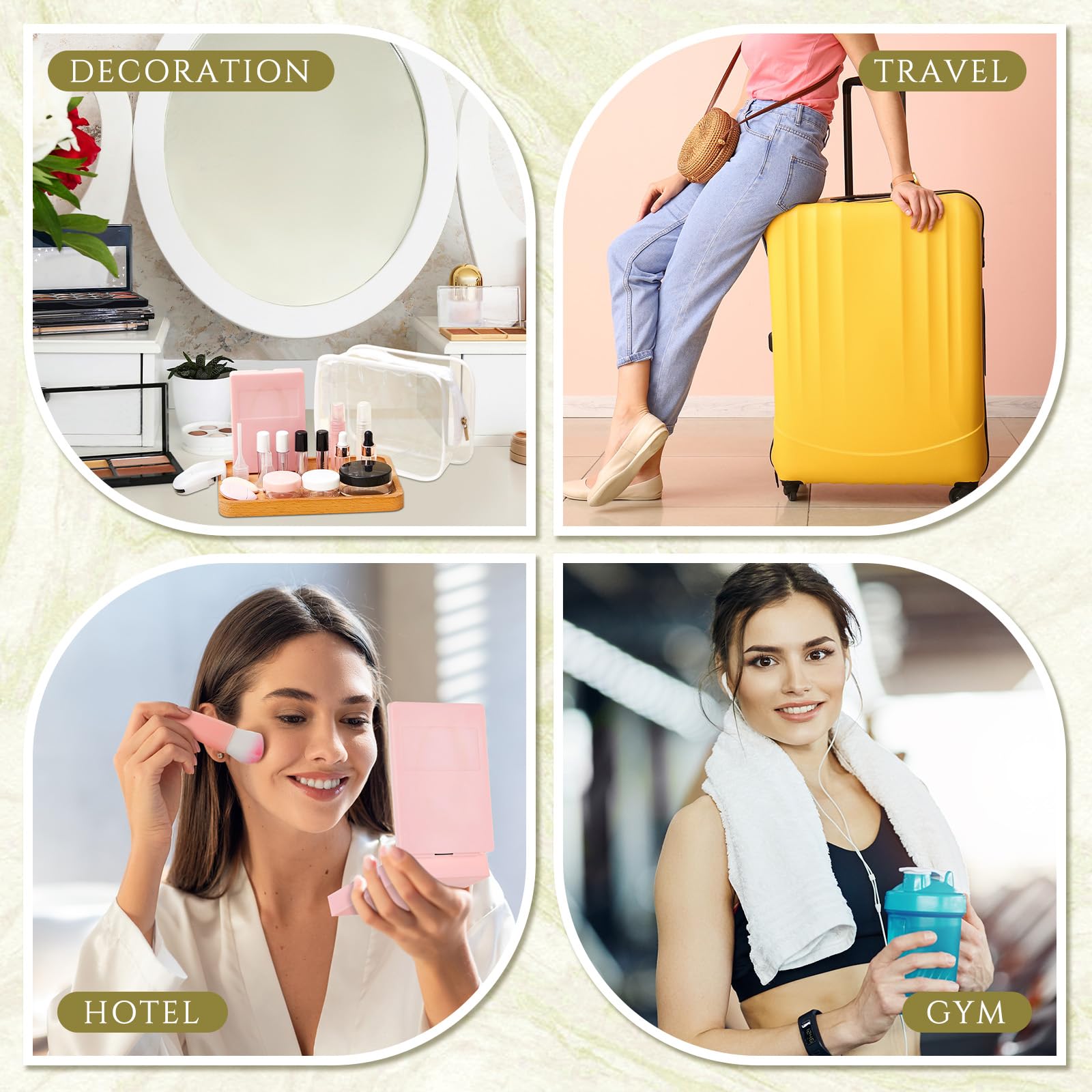 Maxdot Confezione da 20 contenitori da viaggio per il trucco, mini pennelli da trucco, kit di flaconi vuoti con spatole per le dita, a prova di perdite, accessori cosmetici ricaricabili per prodotti