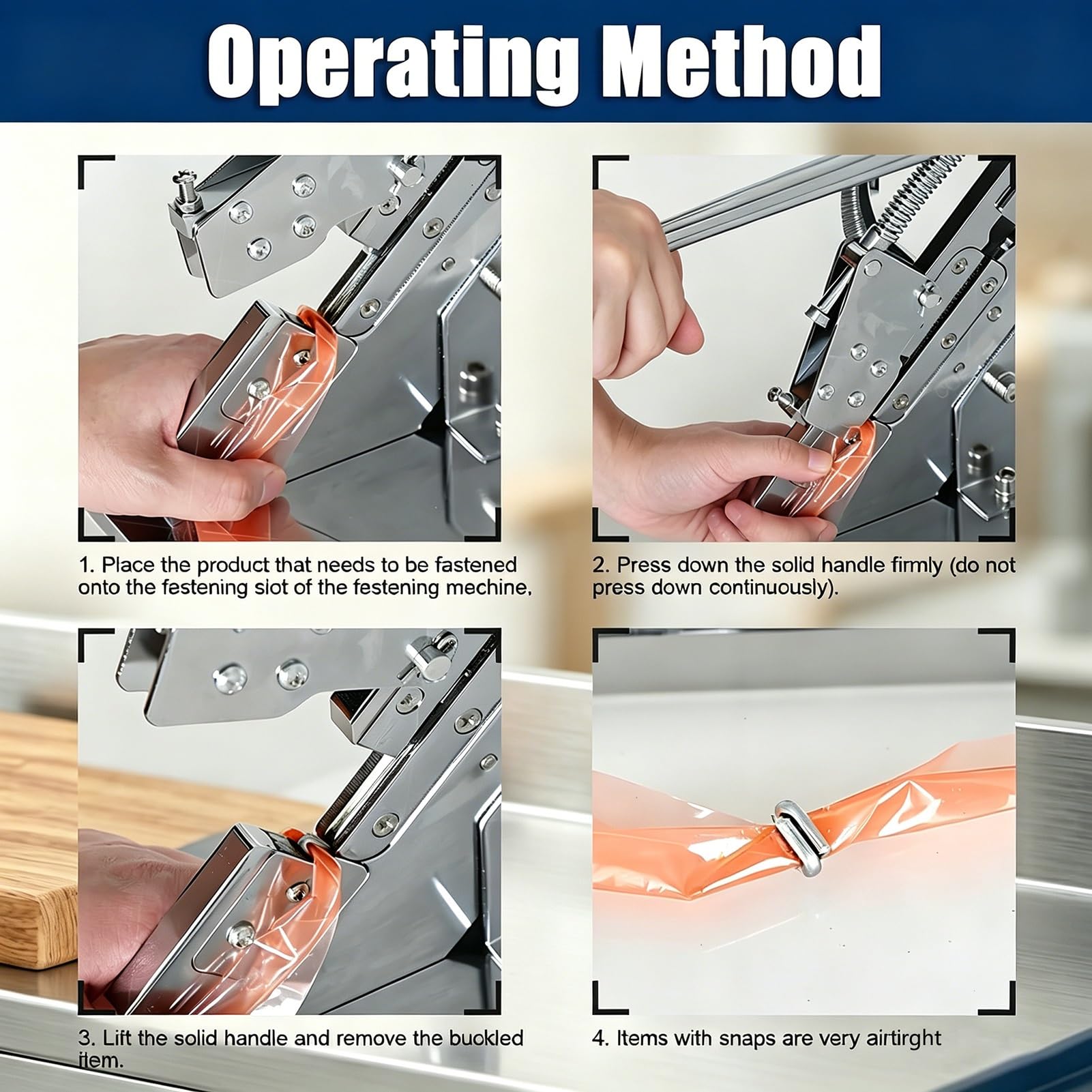 Tagliasalsicce manuale, in acciaio resistente, per legatura di salsicce da 50 a 120 mm, funzionamento a leva facile per negozi al dettaglio