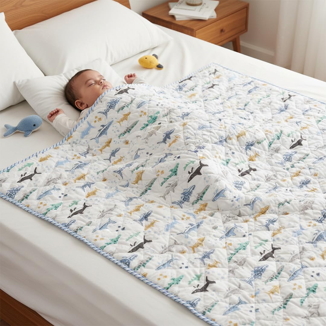 HOMEMONDE Kids Blanket - Soft Cotton Reversible Bear -12