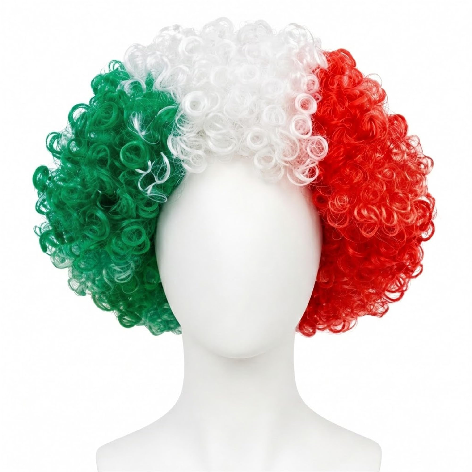 Photo 1 of builson Mexico Flag Costume Wigs – Mexican Party Funny Curly Wig, Short Cosplay Clown Wig for Sports Fans, 2026 Soccer Fan Gear (Mexico Green White Red)
