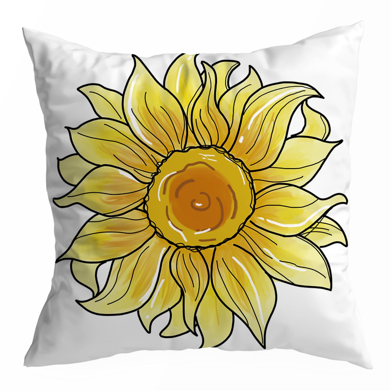 Cushion Covers 40cm x 40cm Sunflower Yellow Decorative Pillows Soft Short Plush for Sofa and Bedroom Machine Washable Bed Cushions Easy Care Throw Pillow for Autumn Winter