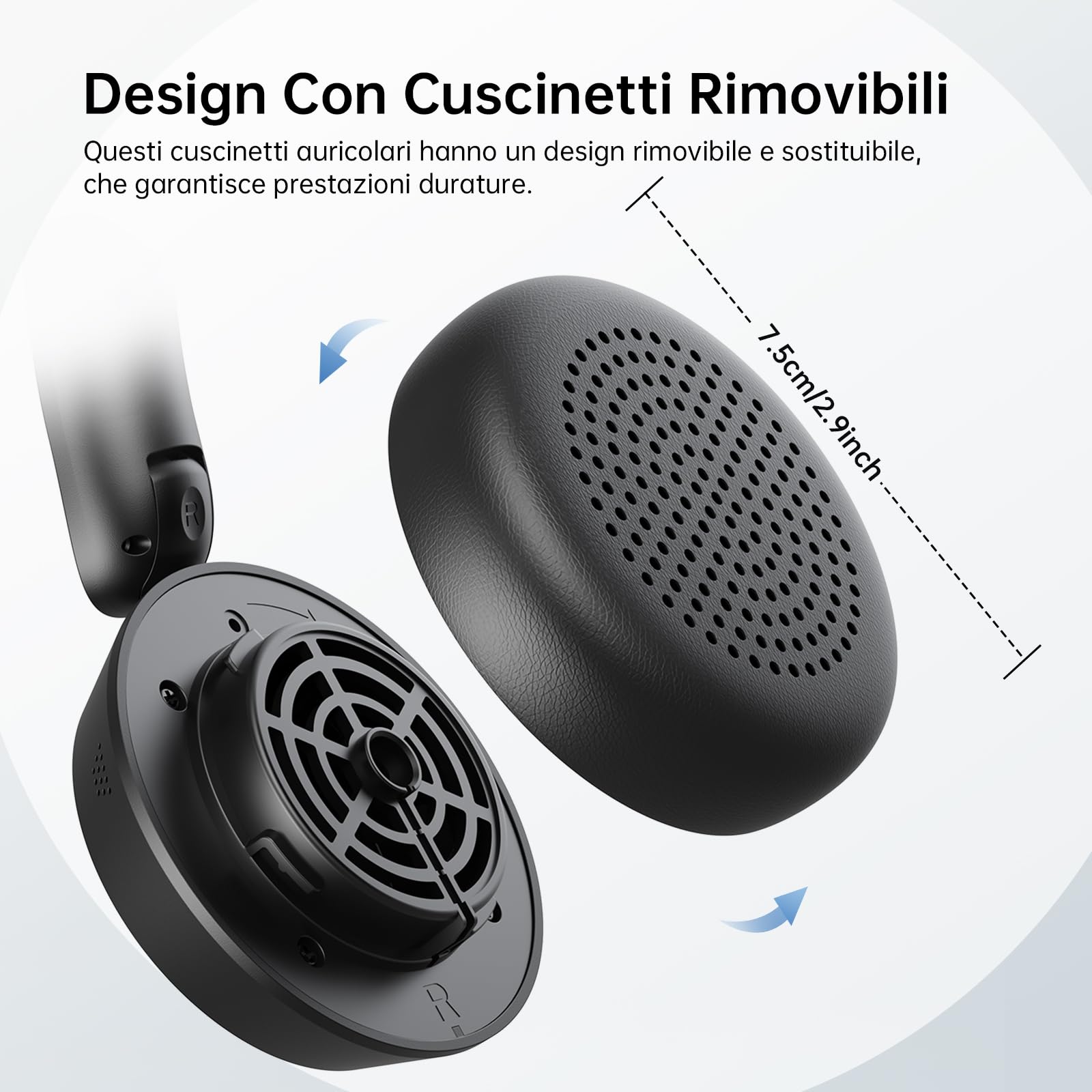 EKSA H35 Cuffie Wireless per PC, Cuffie Bluetooth con Microfono, Cancellazione del Rumore, 25+ Playtime, Connessione multipunto a computer e cellulare, Compatibile con Windows, Mac, Android,iOS