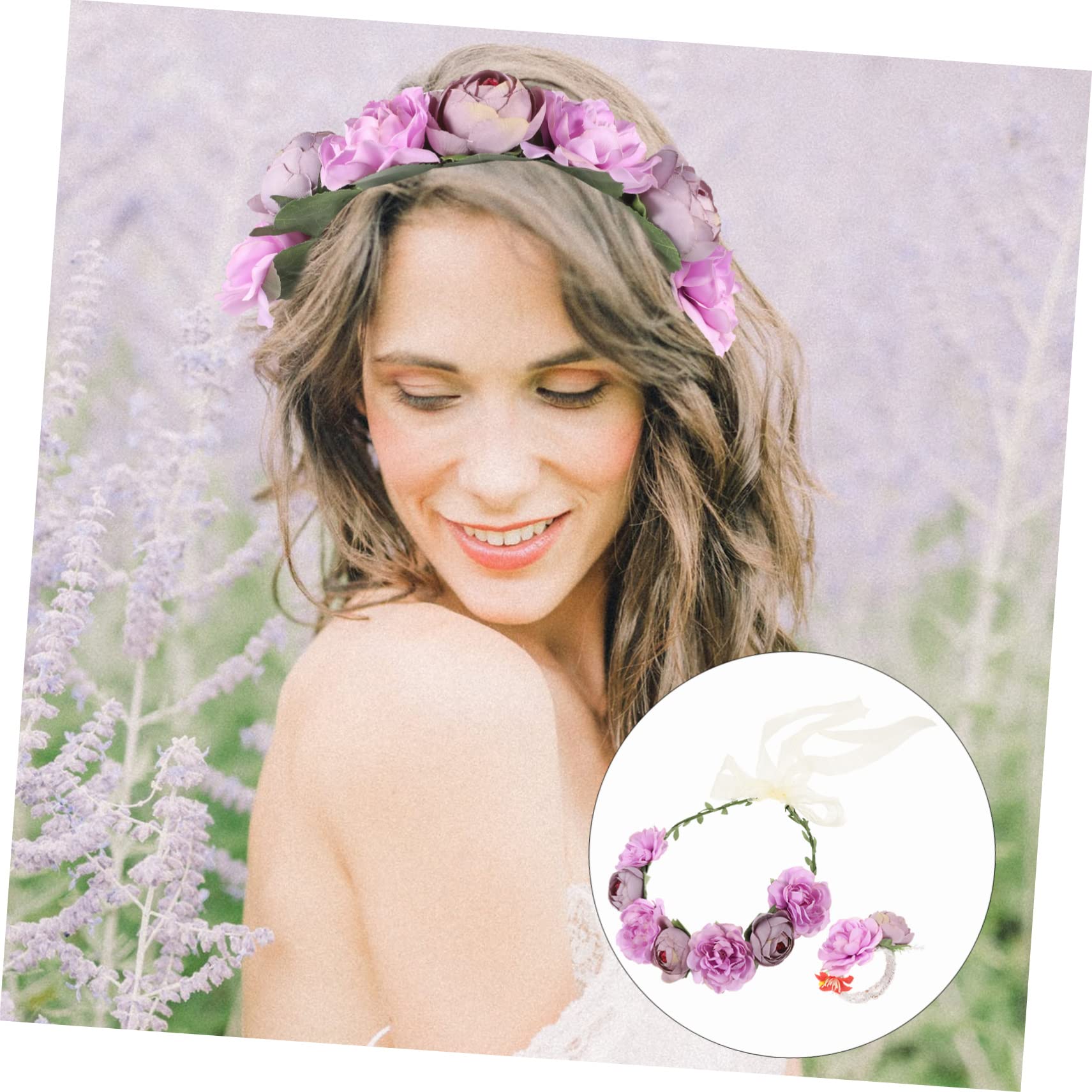Beavorty 4sätze Blumenkranz Set Für Braut Mit Handgelenk Corsage Hochzeitsaccessoires Für Frauen Für Hochzeiten Fotografie Und Besondere Anlässe Farben