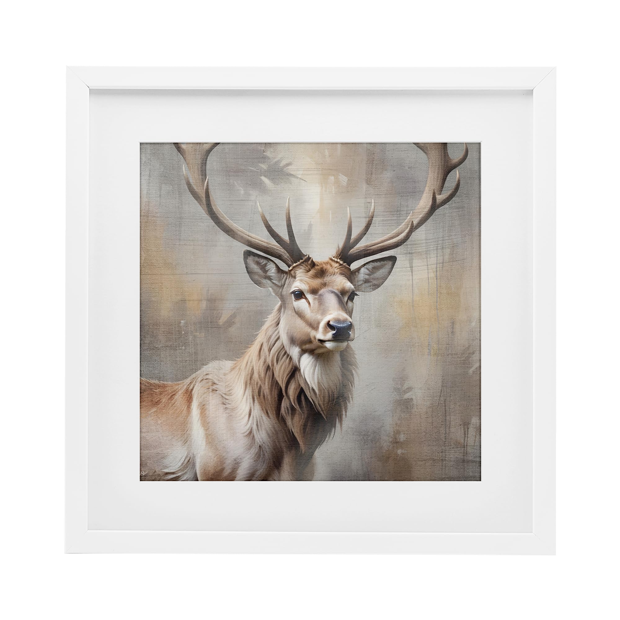 Stupell Industries Coastal White (Textured) 'Rustic Stag With Majestic Glance'| Framed Print Under Glass
