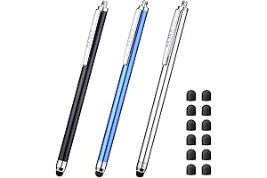 3-Pack Stylus Pens with Premium 0.24" Precision Tips for Superior Touchscreen Writing and Drawing