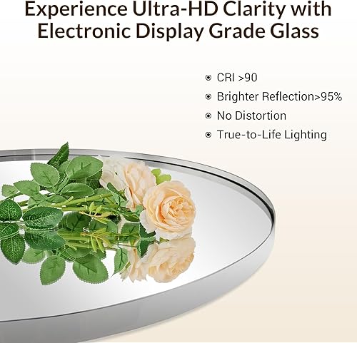 Miniatura 4 de ANDY STAR Espejo de baño de níquel cepillado, espejos plateados ovalados de 20 x 33 pulgadas, espejo de pared ovalado, espejo de tocador ovalado,