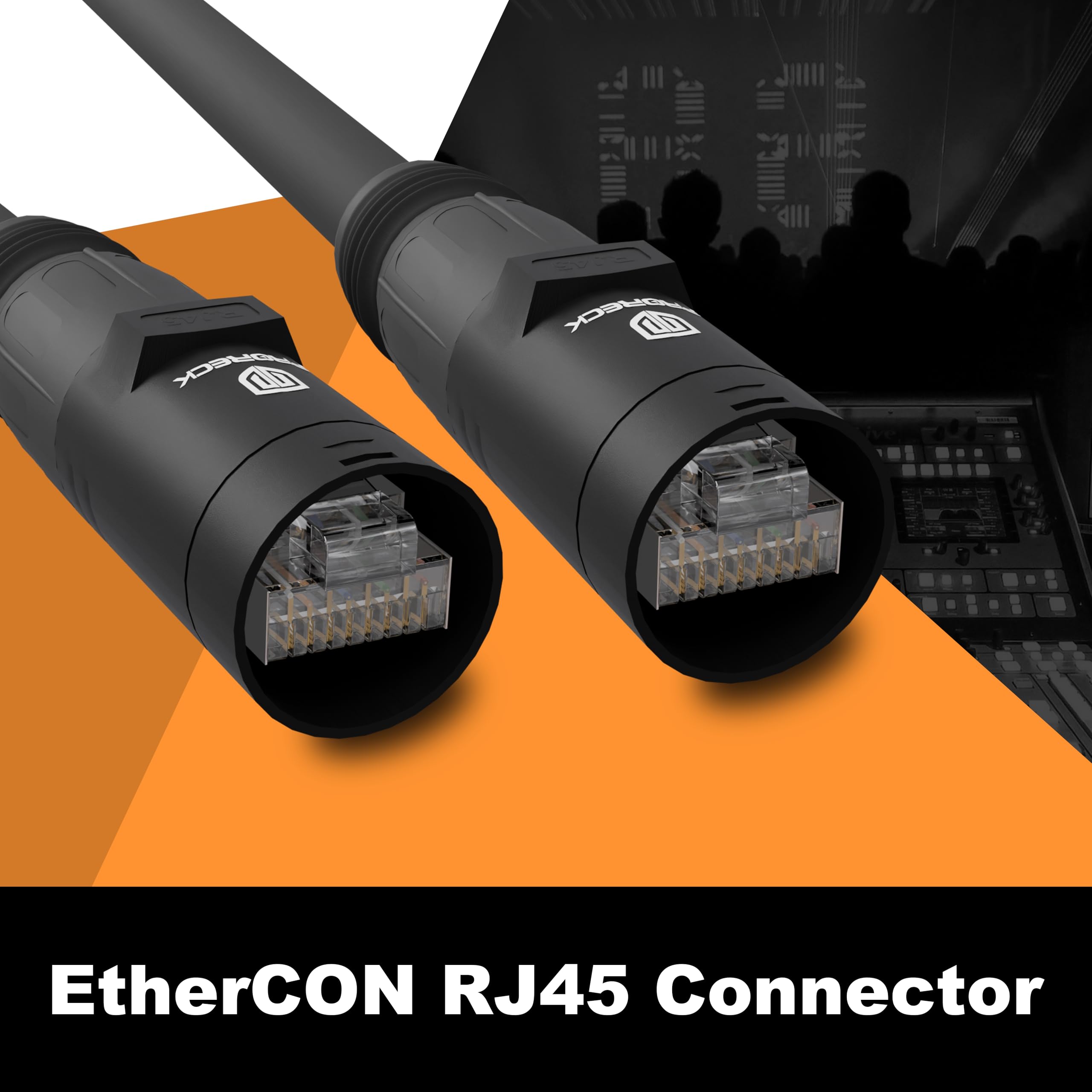 PRORECK Câble Ethernet SFTP CAT6 double blindé avec connecteurs EtherCON RJ45, 91,4 m avec enrouleur de câble, haut débit, idéal pour les systèmes audio professionnels, studio et spectacles en direct