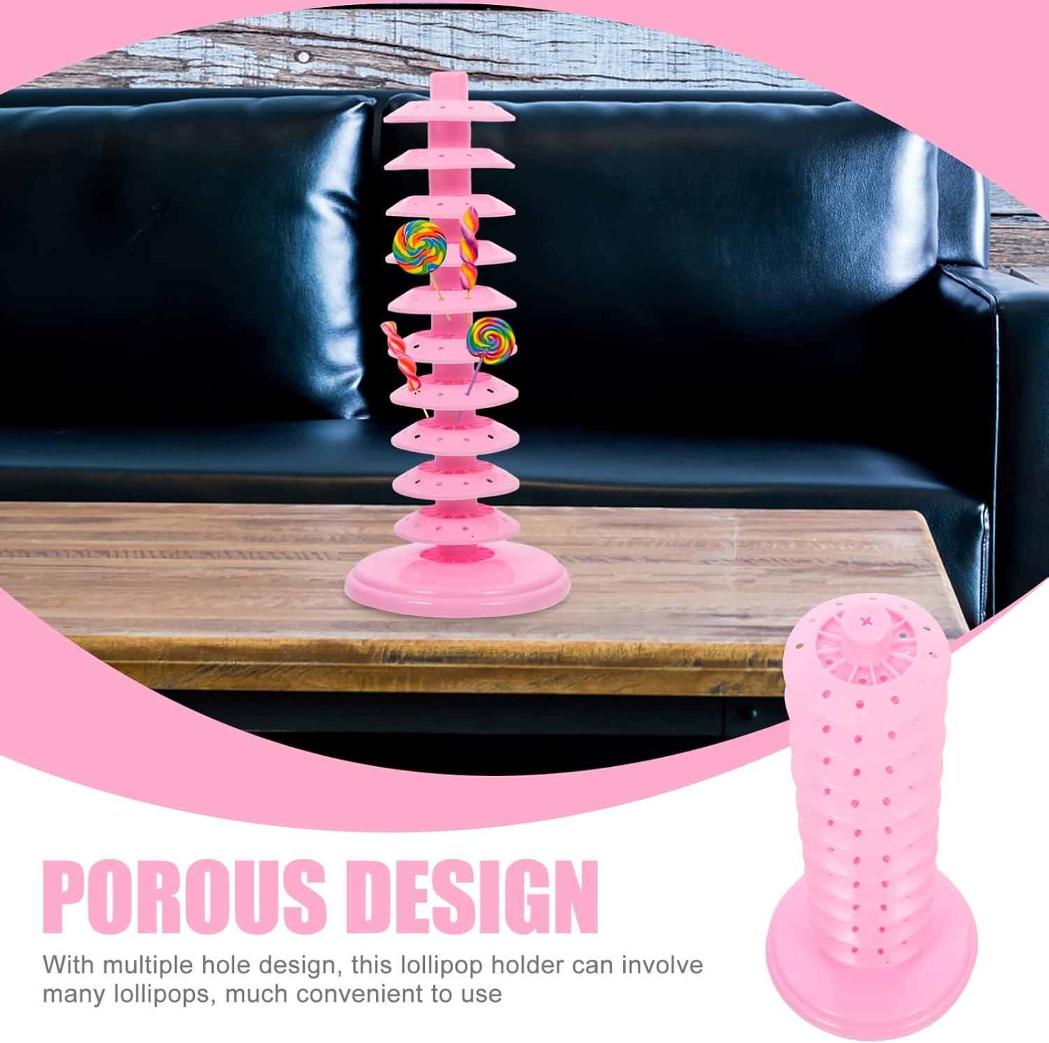 SHERCHPRY Multi-Hole Lollipop Display Stand 3-Tier Adjustable Candy Holder Party Decoration 12.59X5.31X5.31In Smooth Edges Detachable Layers
