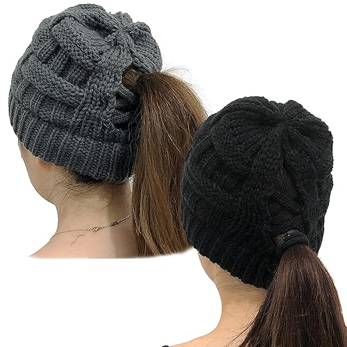 PHOGARY Ponytail Hat for Women, Warm Trendy Soft Stretch Criss