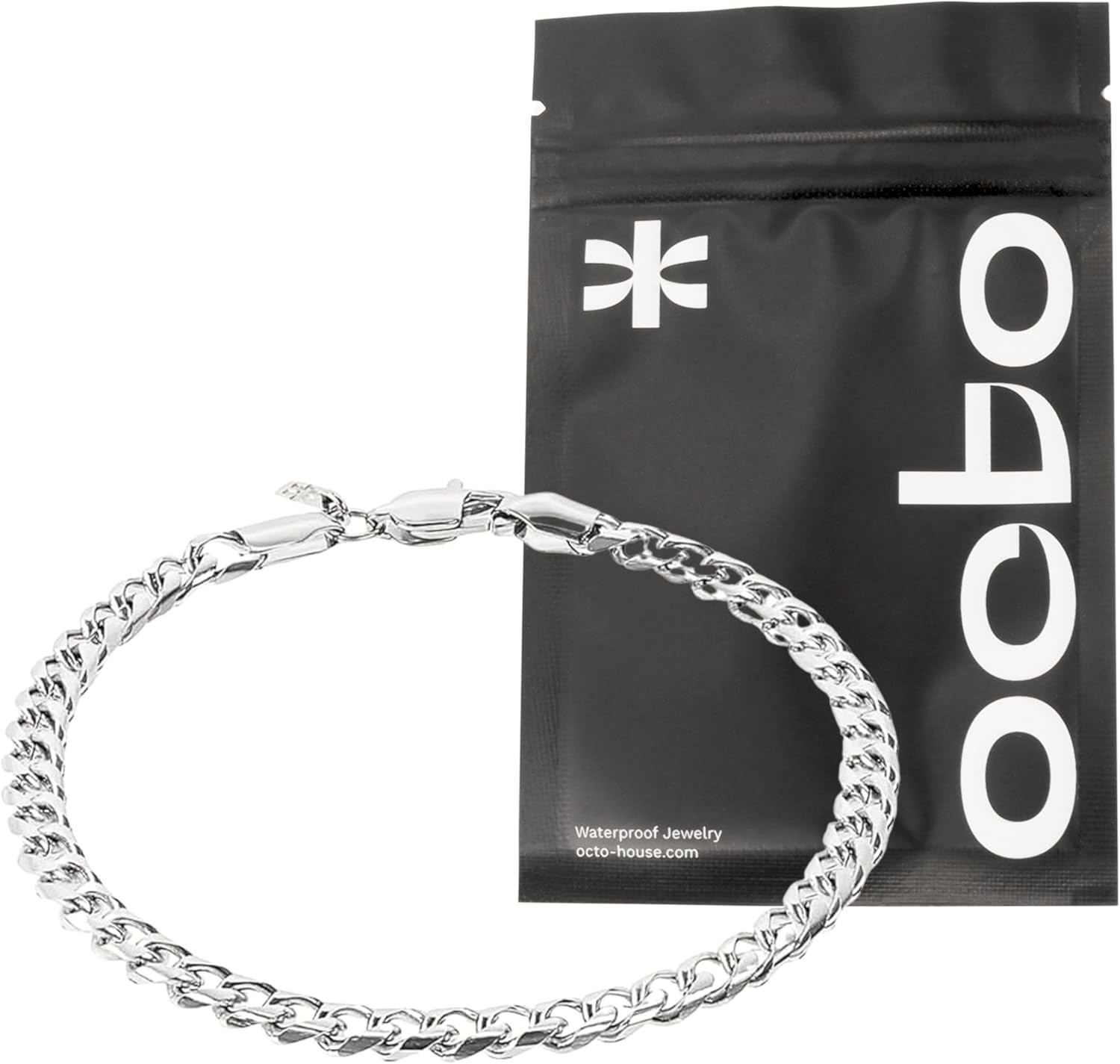 OCTO Bracelet for Men - Mens Chain Bracelet Silver & Stainless Steel Jewelry for Every Occasion - Top Accessories for Men - Waterproof Sweatproof No Tarnish for Everyday