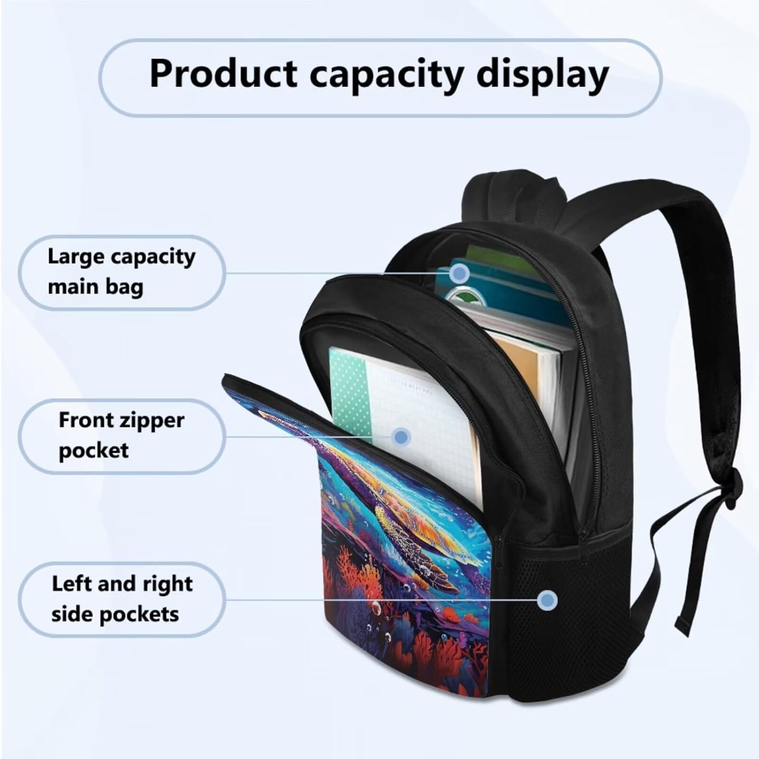Sea Turtle School Backpack Set Teenage Boys Girls Elementary Students Schoolbag Aesthetic Kids Bookbag with Insulated Lunch Box and Pencil Case, 3 Piece