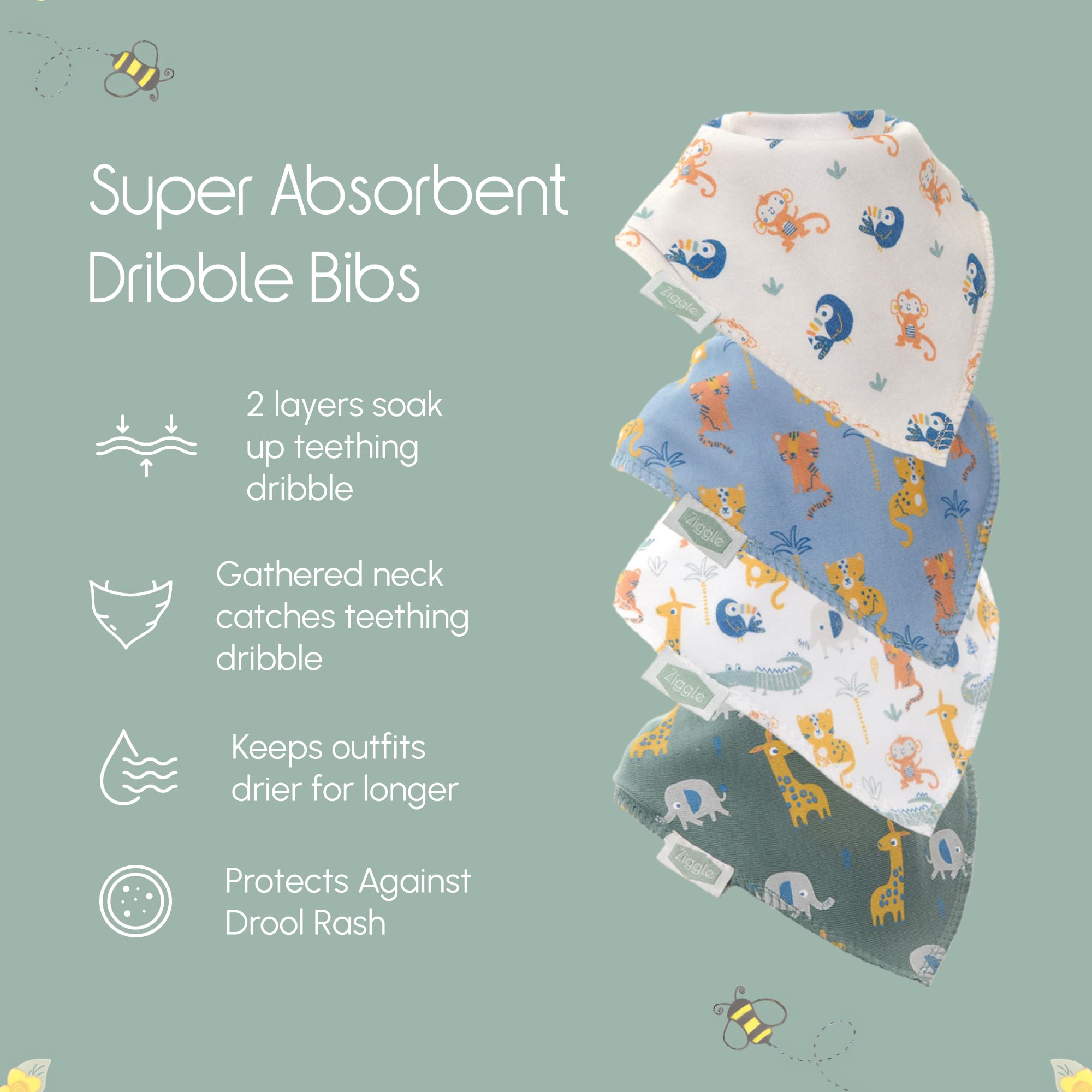 Bandana Dribble Bibs - Cotton Front Baby Bibs Newborn to 24 Months - Newborn Baby Gifts - Bibs For Comfortable Kids — view 48