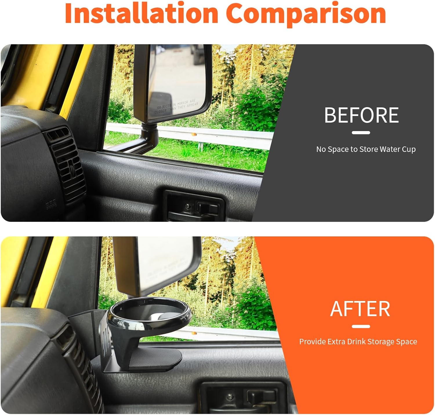 Center Console Cup Holder Expander Fit for 1997-2006 Jeep Wrangler TJ, Mounted Drink Holders(Right Black)