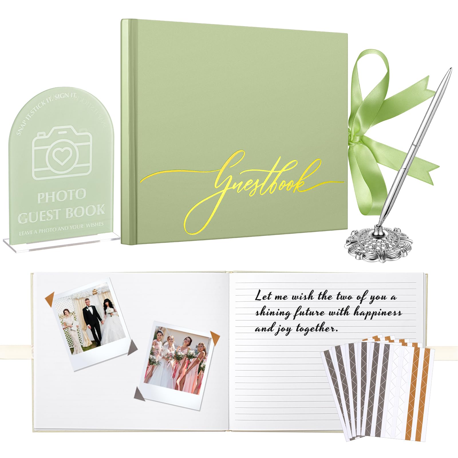 Livre d'or de mariage vert Affrolling pour table de réception et fêtes