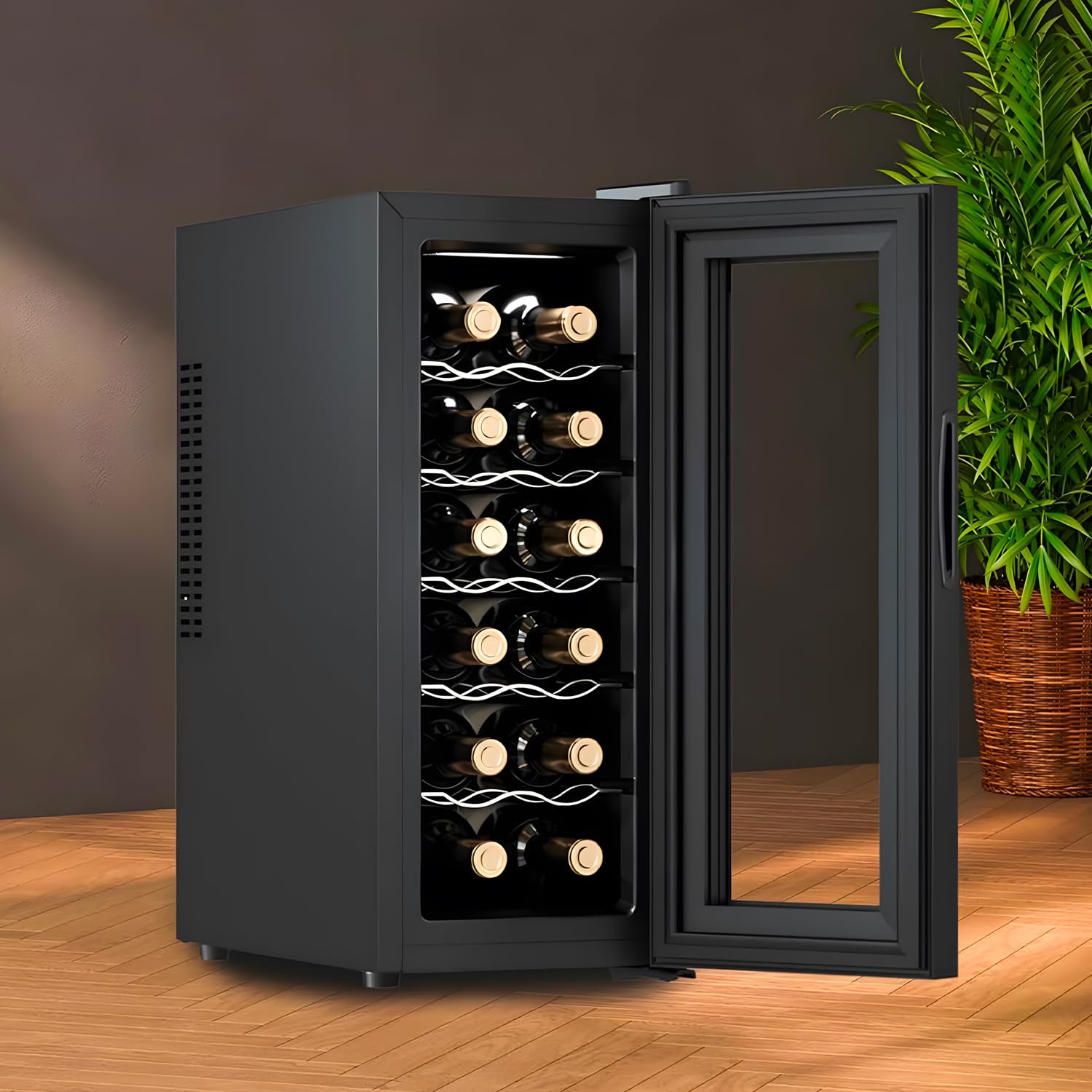 Cave pour 12 bouteilles de vin - Mini réfrigérateur bar réfrigérateur pour vins et boissons Wooler12 - Wintem