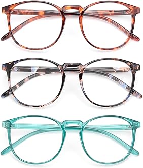 IBOANN Chic & Comfy Blue Light Glasses for Women - 3-Pack Round Frames, Screen-Ready Style with UV Protection Coating